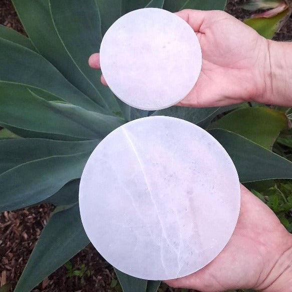 Selenite (Satin Spar) Round Charging Plate