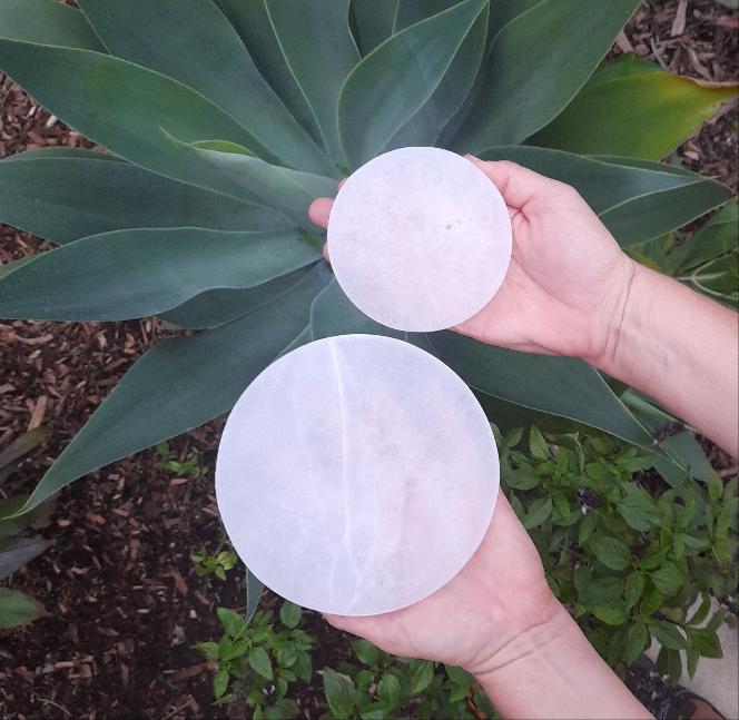 Selenite (Satin Spar) Round Charging Plate
