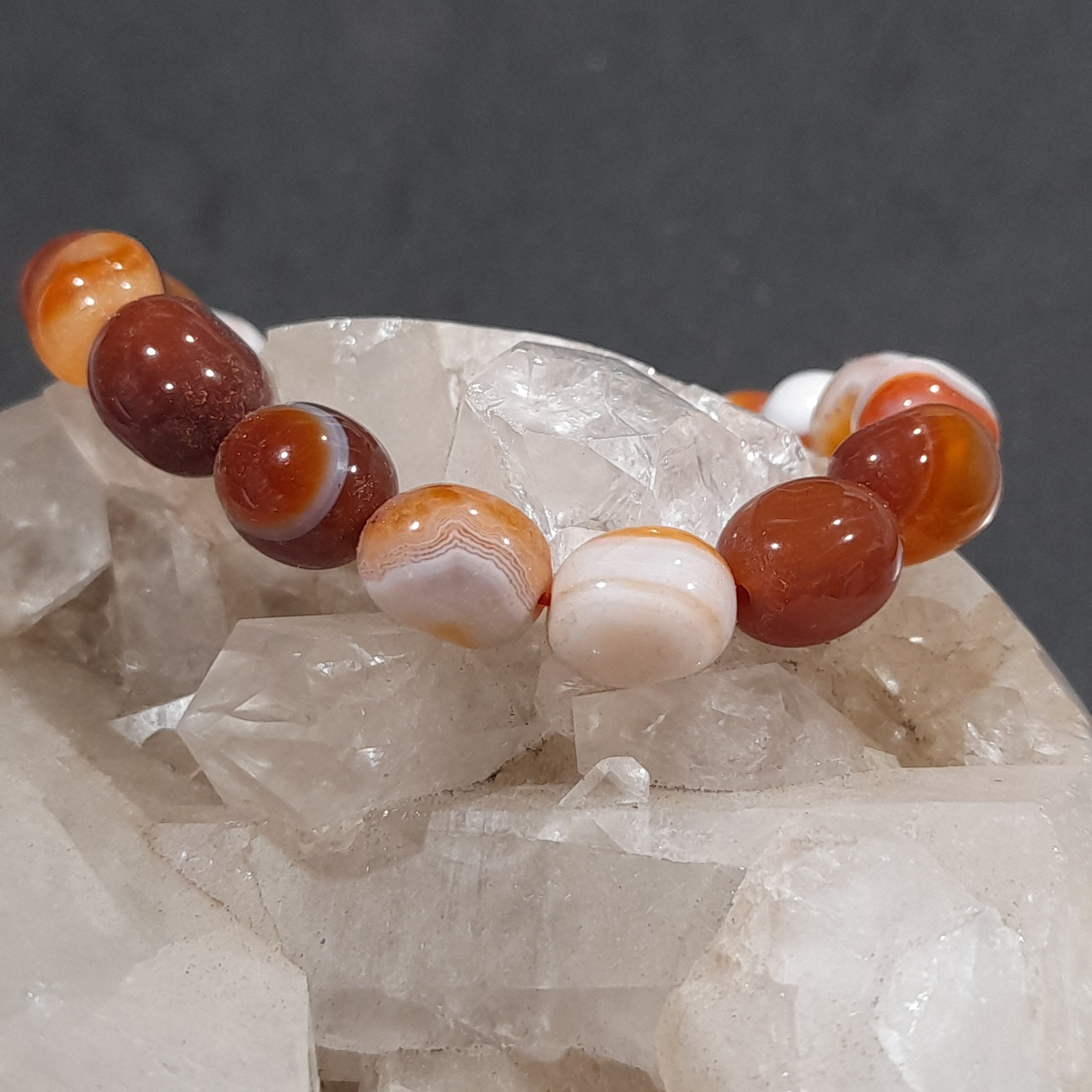 Carnelian, Striped Crystal Bracelet - last one!