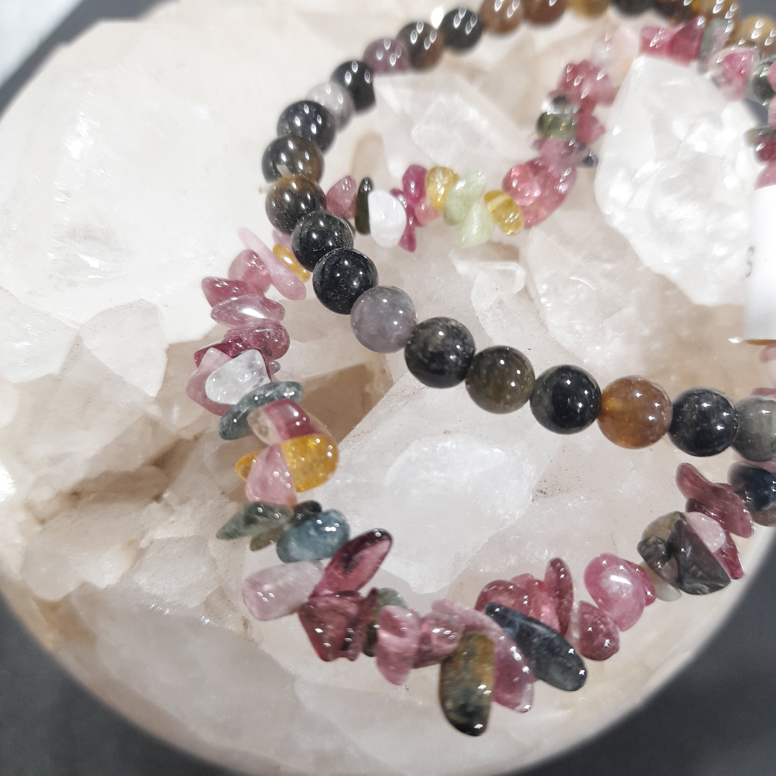 Mixed Tourmaline Bracelet - Round bead