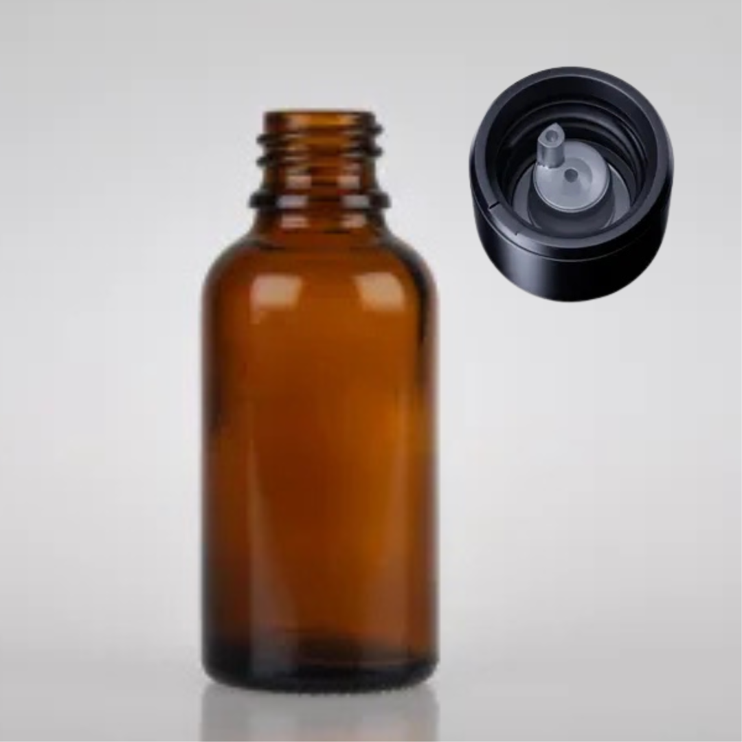 Empty Glass Essential Oil Bottle with Dripolator ~ 18mm neck