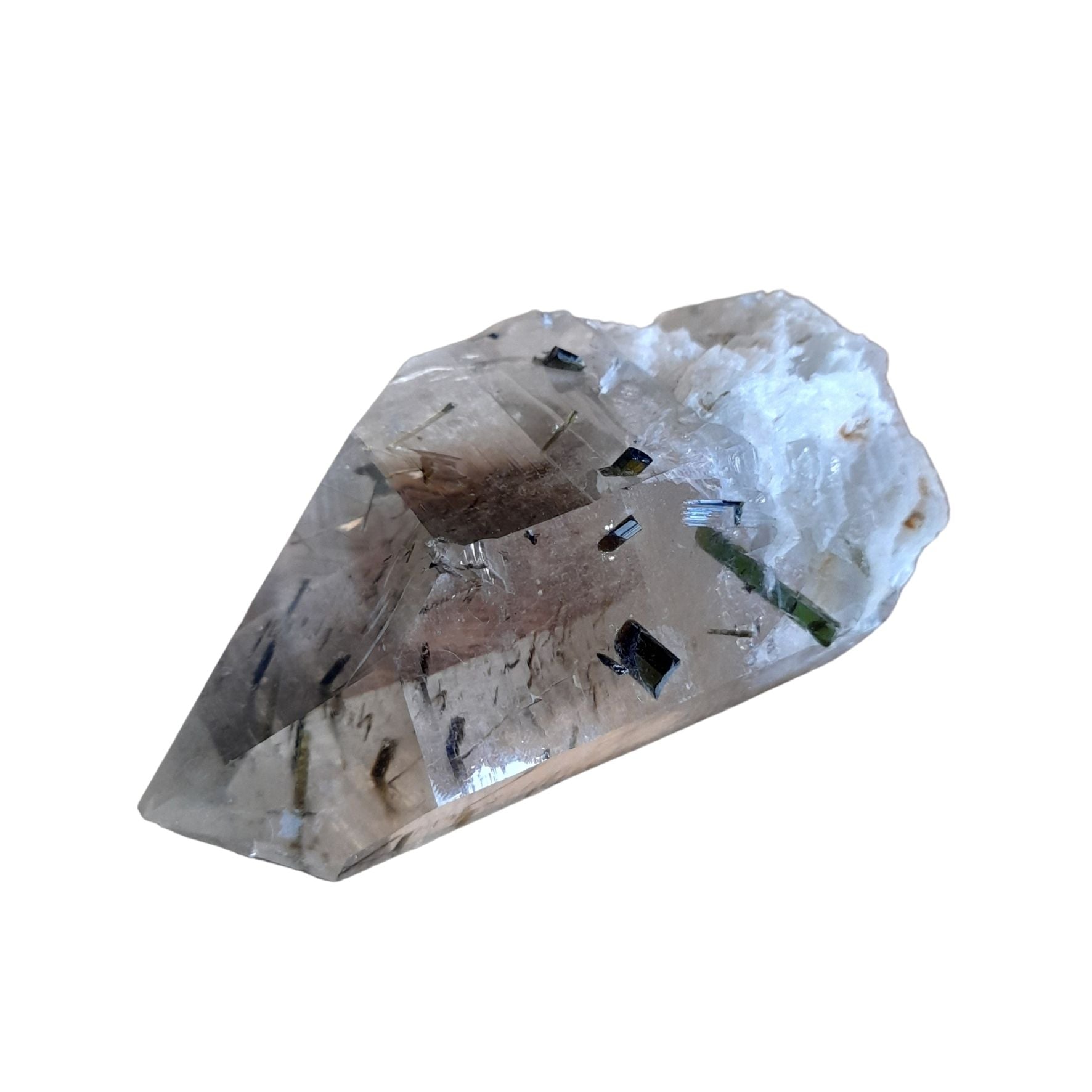 Smokey Quartz with Green Tourmaline ~ RARE