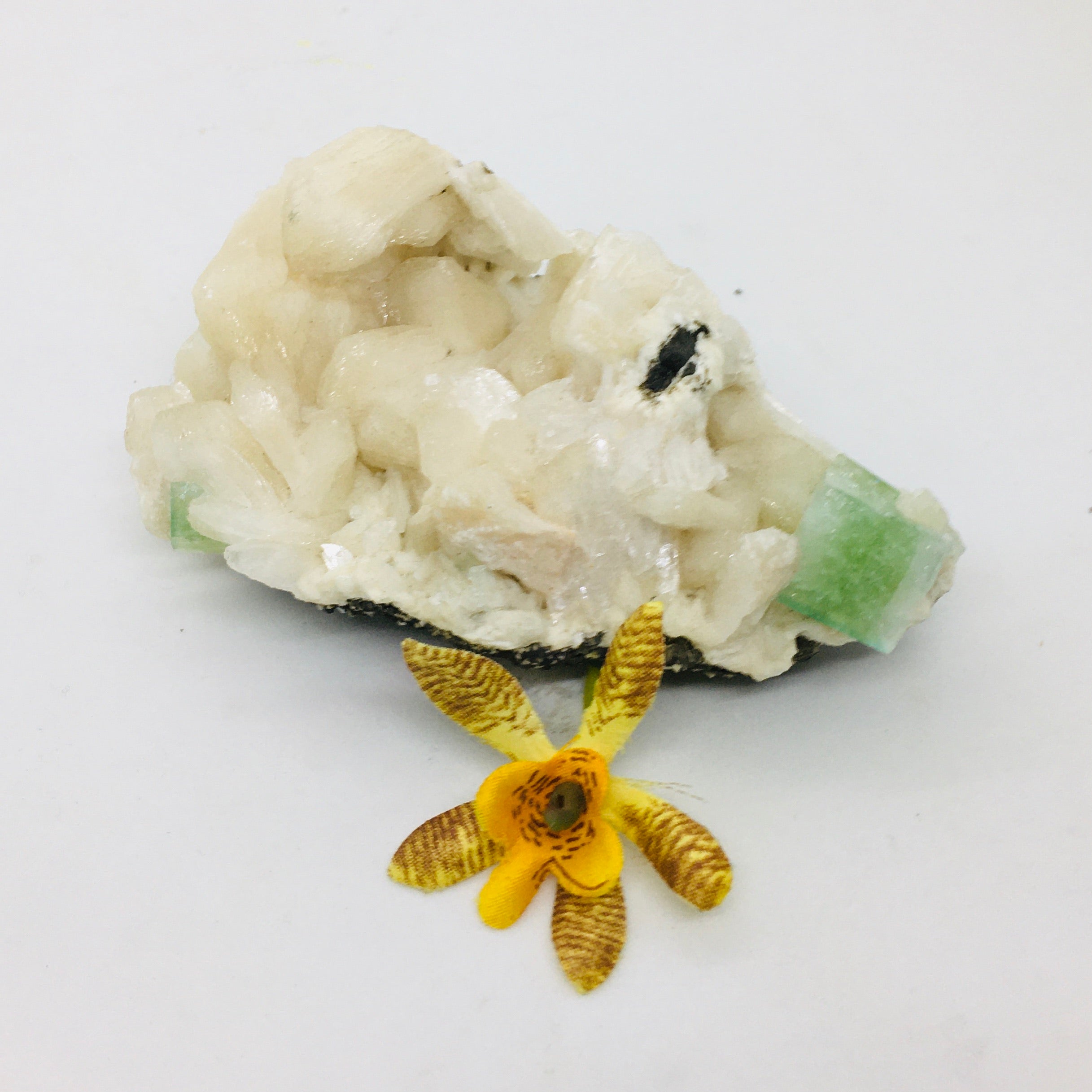 Green Apophyllite on stilbite ~ Cluster